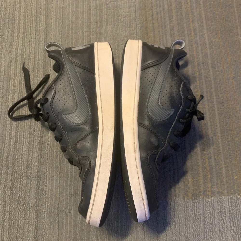 Nike Air Force Sneakers Shoes Leather Black Grey Size 6